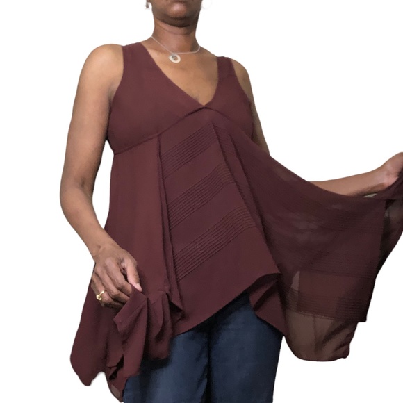 Converse Tops - CONVERSE Pomegranate Sleeveless Sheer Layered Swing Top-XL